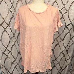 Gap Maternity Top XXL Pink Rouched Short Sleeve Women's Top
